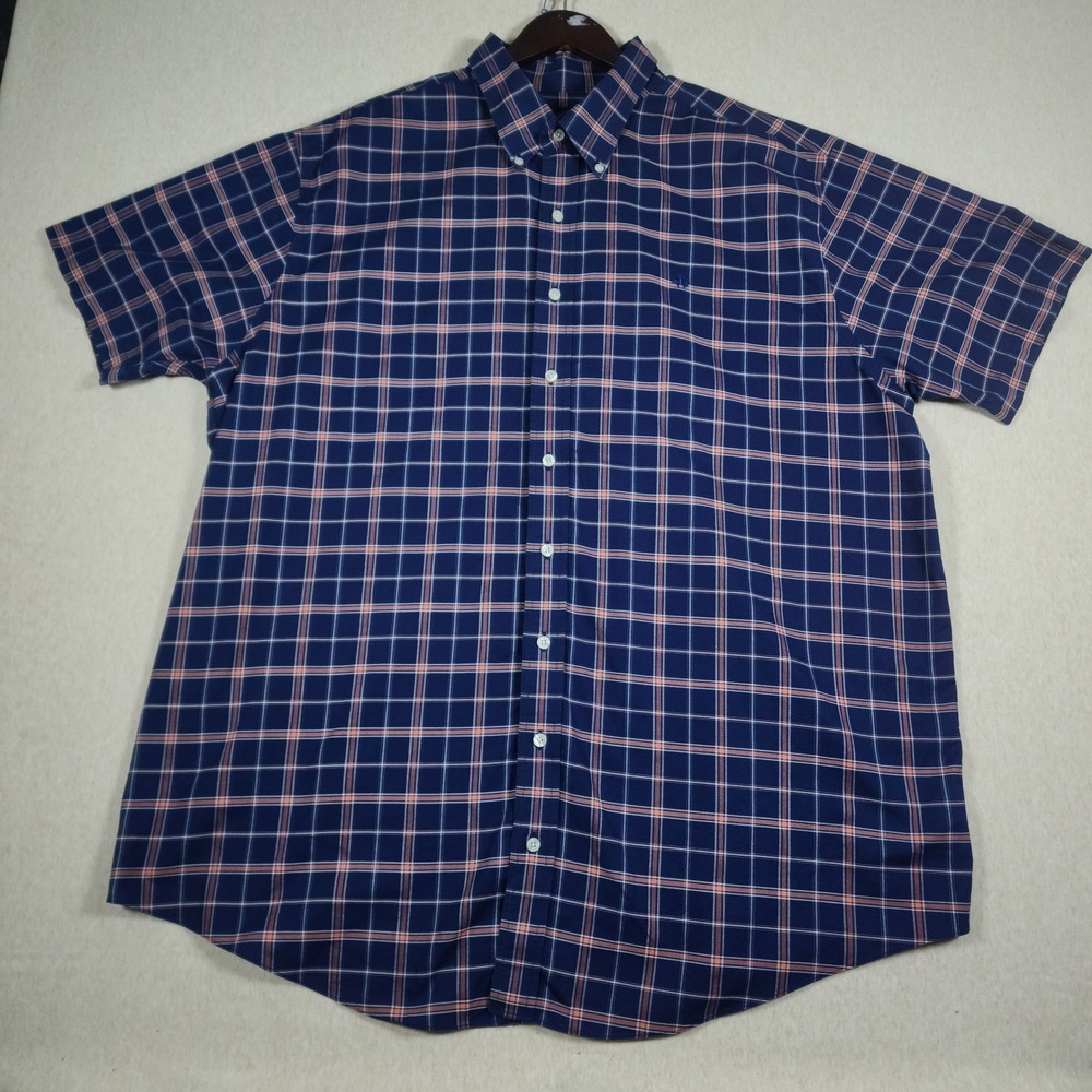 Brooks Brothers Supima Cotton Non Iron Short Sleeve Button Down Shirt 2XLT Blue